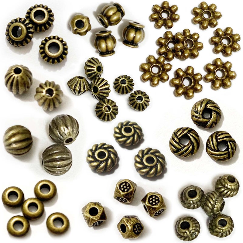 Heather's CF Antique Bronze Spacer Beads for Jewelry Making 500pcs Small Brass Metal Beads & Bead Assortments for Bracelet Necklace Earring Making Brass Bead Spacers for Jewelry Making Supplies - Image 1